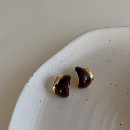 Dripping Metal Female Niche Retro Personality And Earrings