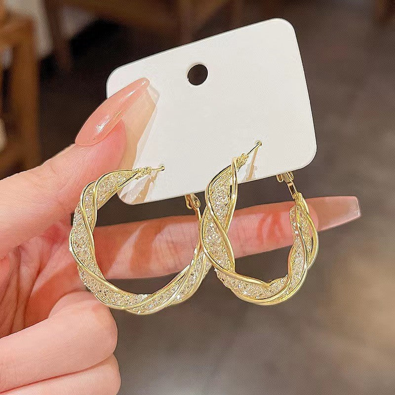 Hollow Hoop Ear Clip Light Luxury Earrings