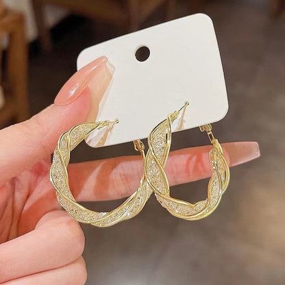 Hollow Hoop Ear Clip Light Luxury Earrings