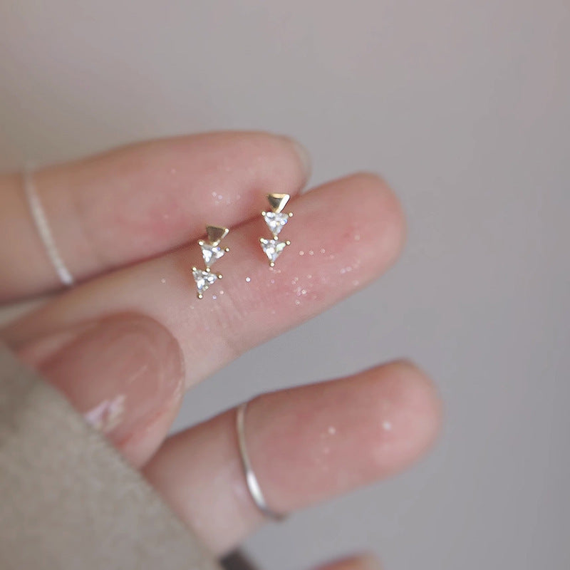 Fairy Straight Row Triangle Female Niche Geometric Earrings