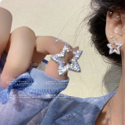 Rhinestone Star Ear Female Sense Light Earrings