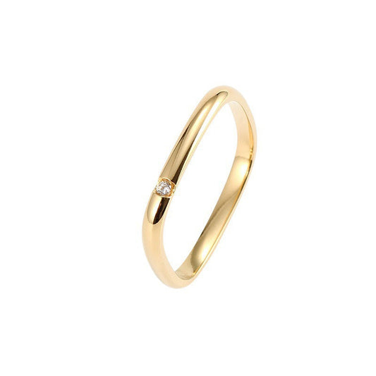 Small Square Gold Zircon Titanium Steel Rings