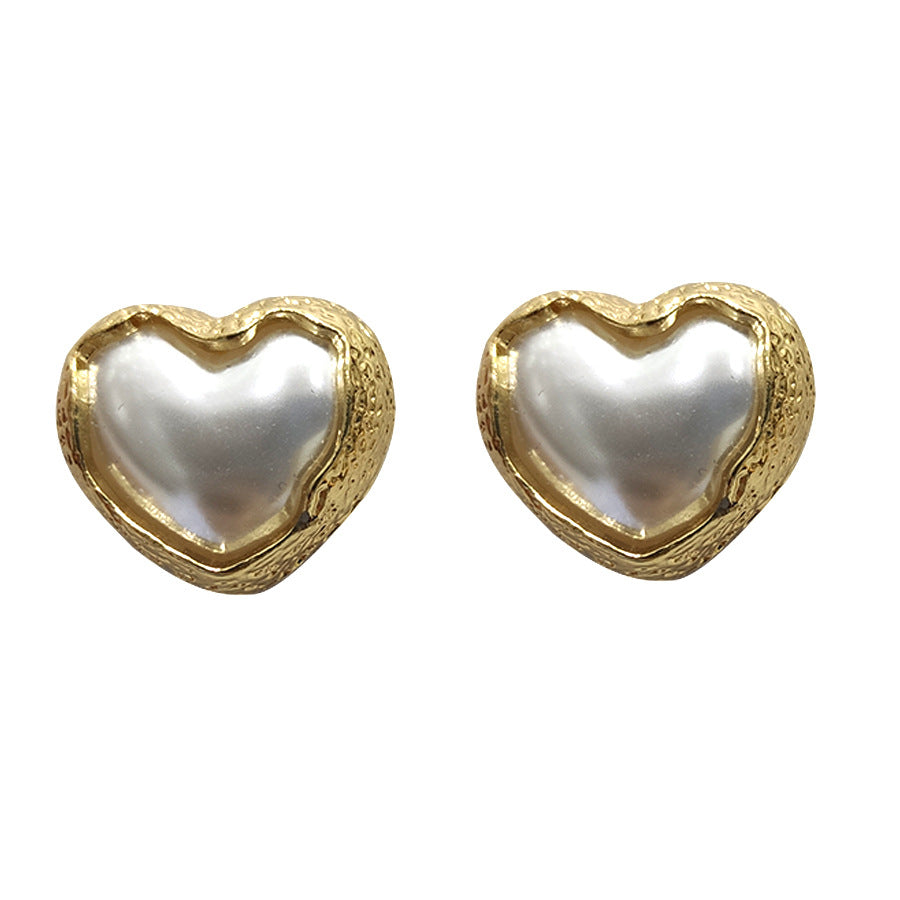 Sier Needle Pleated Pearl Summer French Simplicity Temperamental Earrings