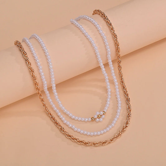 Women's Ornament Personality Pearl Flower Chain Elegant Necklaces