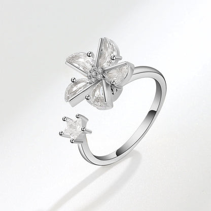 Women's Rotatable Zircon Fashion Personality Little Windmill Open Rings