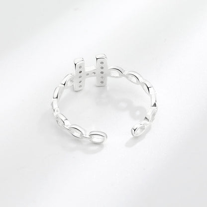 Women's Korean Style Simple Letters Open Personalized Rings