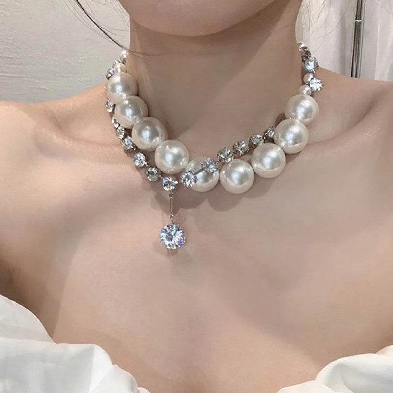 Women's Design High-grade Fashion Pearl Zircon Classic Style Fashionable Necklaces