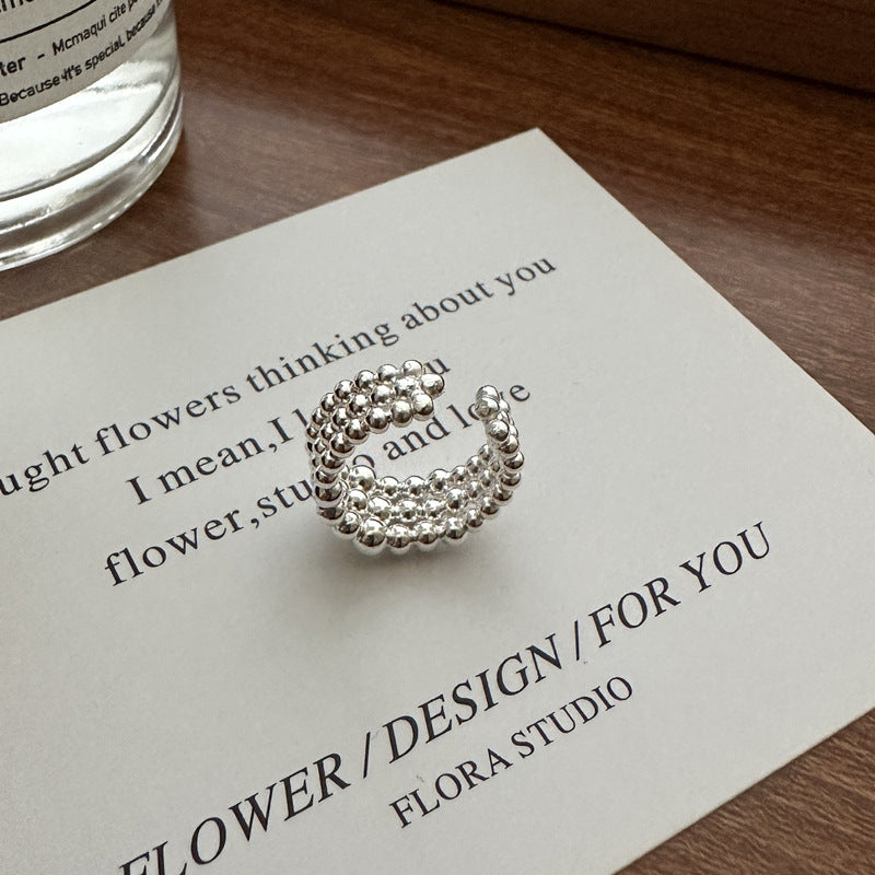 Sier Korean Style Niche Movable Round Beads Earrings