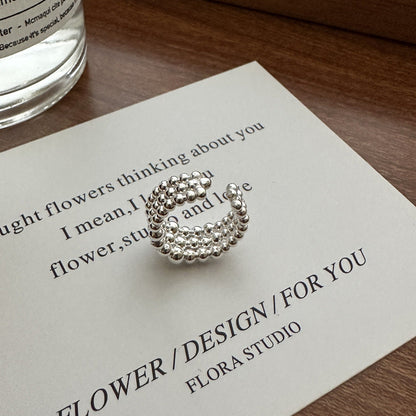 Sier Korean Style Niche Movable Round Beads Earrings