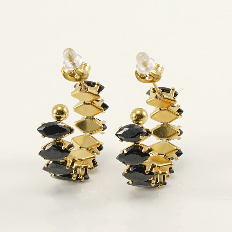 Women's Rhinestone Ear South America Fashionable Golden Titanium Light Rings