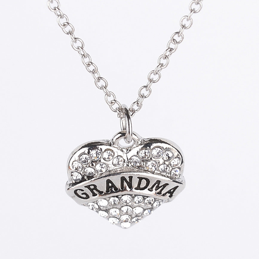 Simple Letter Family Member Full Diamond Necklaces