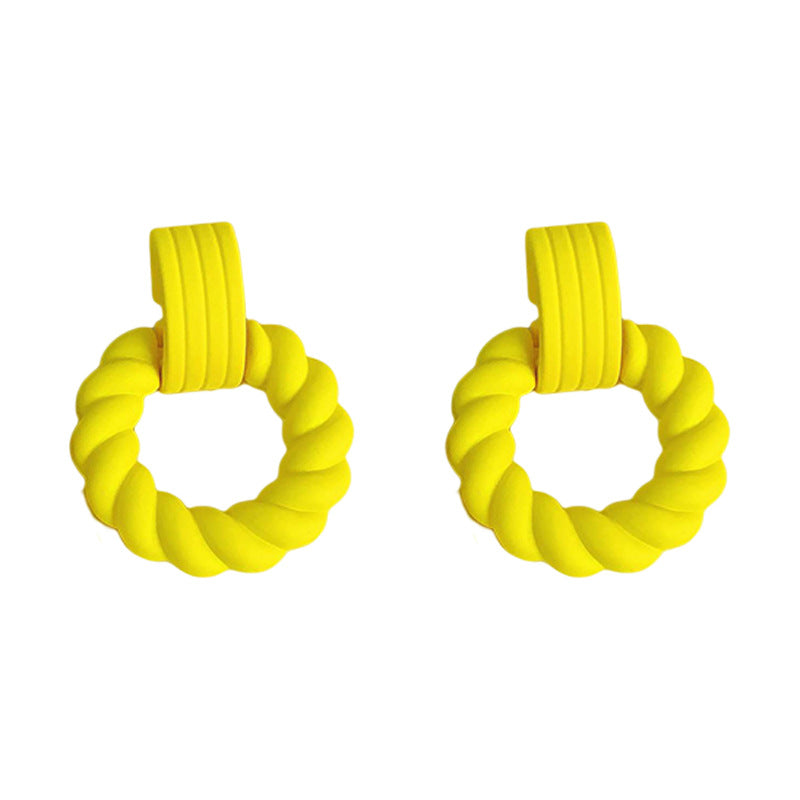 Needle Colored Series Square Round Fresh Earrings