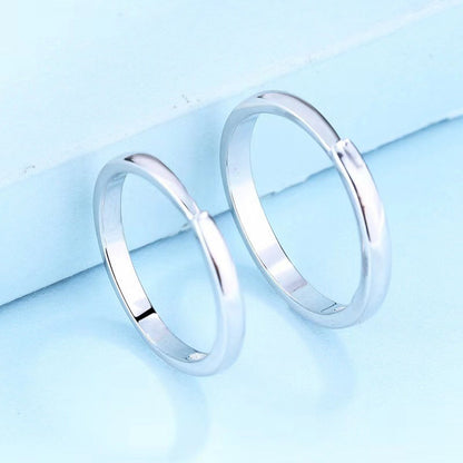 Sier Couple Korean Style Simple Sun Moon Rings