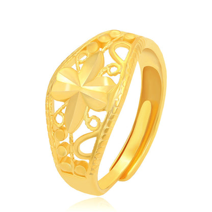 Women's Design Hollow Gold Plated Temperament Opening Adjustable Vintage Gifts Rings