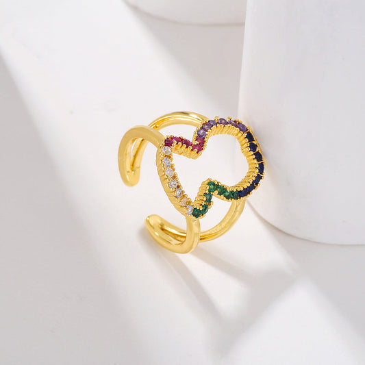 Cute Personality Hollow Bear Female Copper Rings