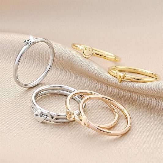 Trendy Titanium Steel Female Golden Korean Style Rings