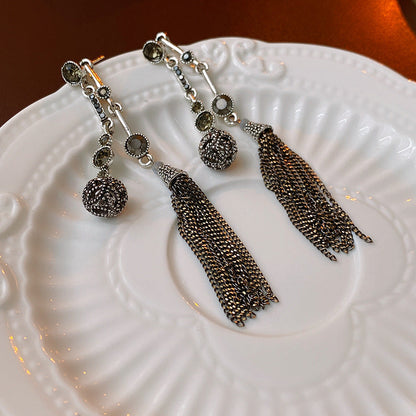 Women's Ball Tassel Long Minority Eardrops Temperament Entry Earrings