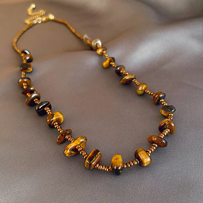 Women's Series Tigereye Butterfly Chinese Retro Beaded Sweater Necklaces