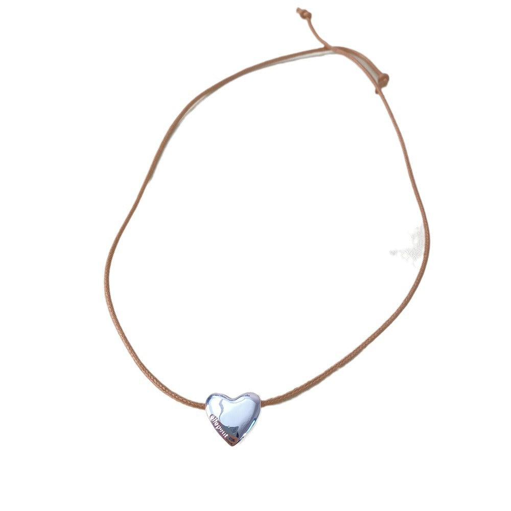Park Cold Sier Peach Heart Clavicle Necklaces