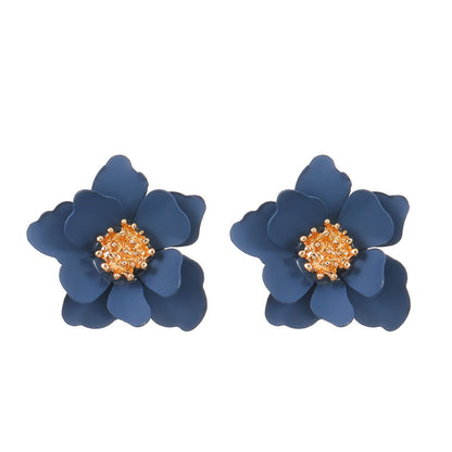Colored Frosted Flower Mori Sweet Petal Earrings