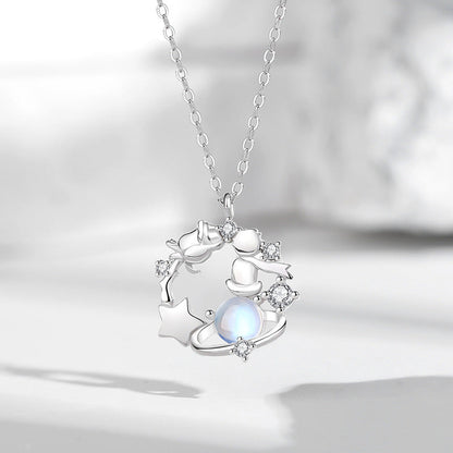 Women's Sterling Sier Dream Planet Clavicle Chain Necklaces