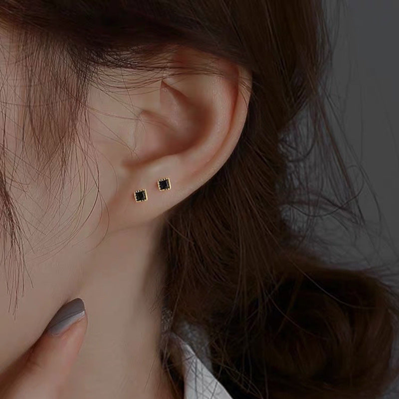 Sterling Sier Square Simple And Compact Earrings