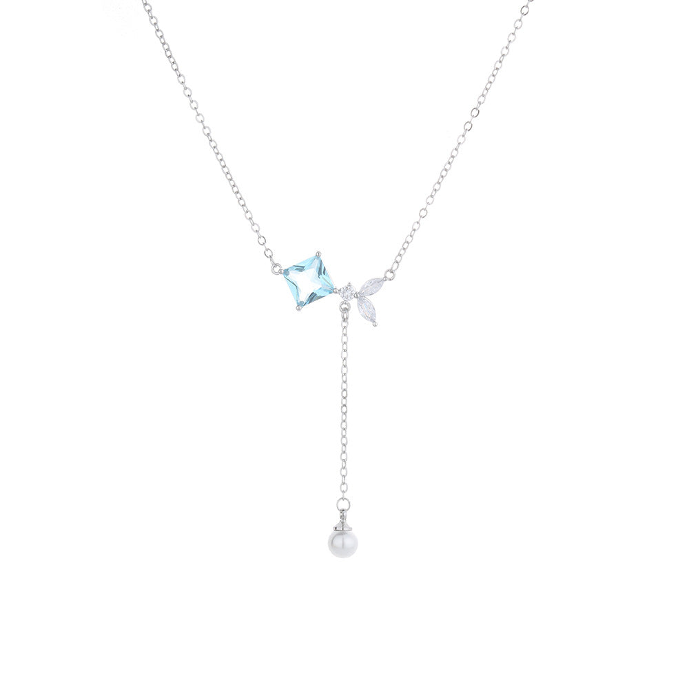 Pearl Light Luxury Exquisite Tassel Topaz Female Style Temperament Necklaces