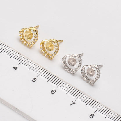 Women's Sterling Sier Natural Freshwater Pearl Heart-shaped Ear Earrings