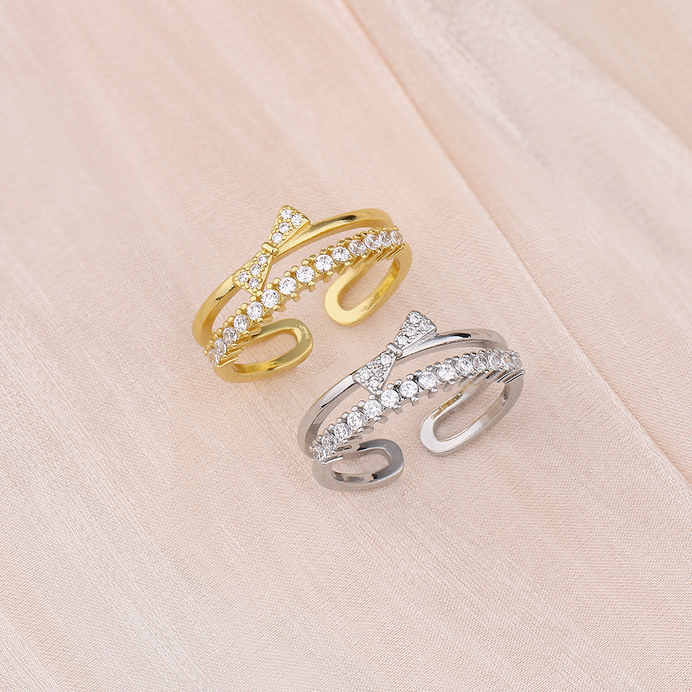 Live Broadcast Fashion Exquisite Double Layer Gang Rings