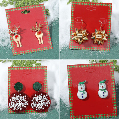Cute Fashion Alloy Dripping Elk Snowflake Ear Earrings
