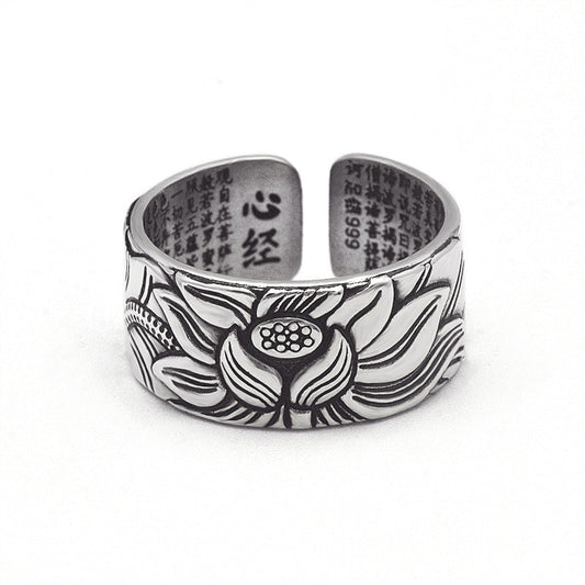 Women's & Men's Sterling Sier And Lotus Open Pure Vintage Rings
