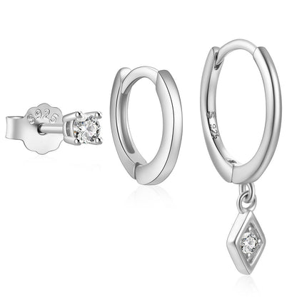 Sier Everyday Style With Diamond Eardrop Earrings
