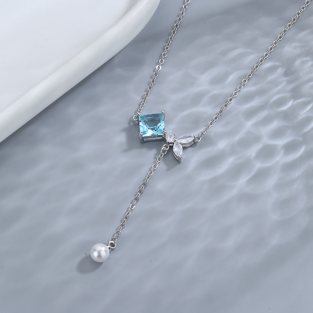 Pearl Light Luxury Exquisite Tassel Topaz Female Style Temperament Necklaces