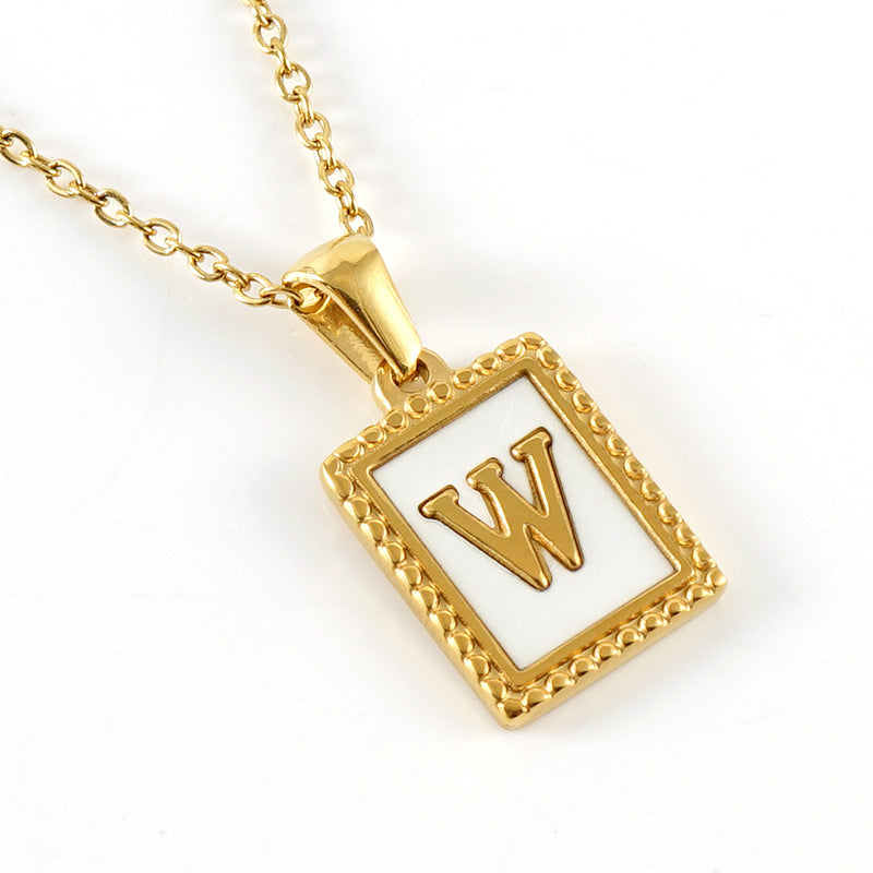 Gold Stainless Steel Shell Letter Female Titanium Pendant Necklaces