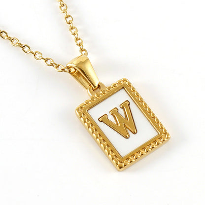 Gold Stainless Steel Shell Letter Female Titanium Pendant Necklaces