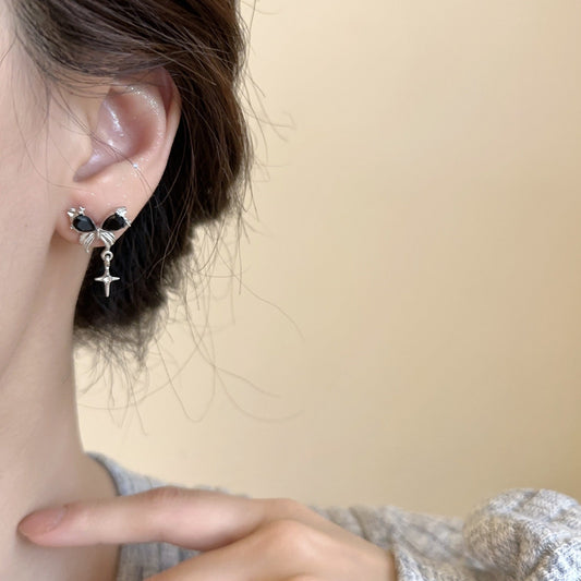 Women's Stars Black Bow Light Luxury Temperament Earrings