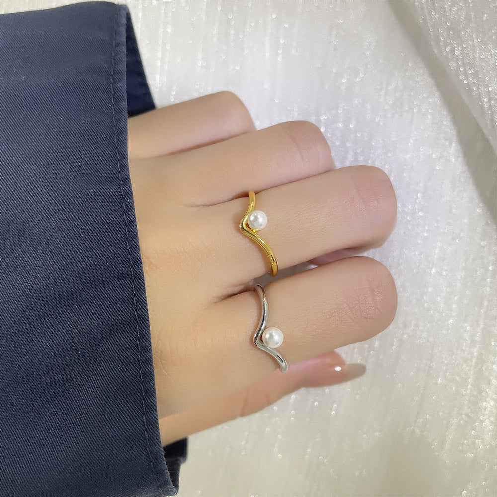 Style Pearl Opening Female Trendy Retro Rings