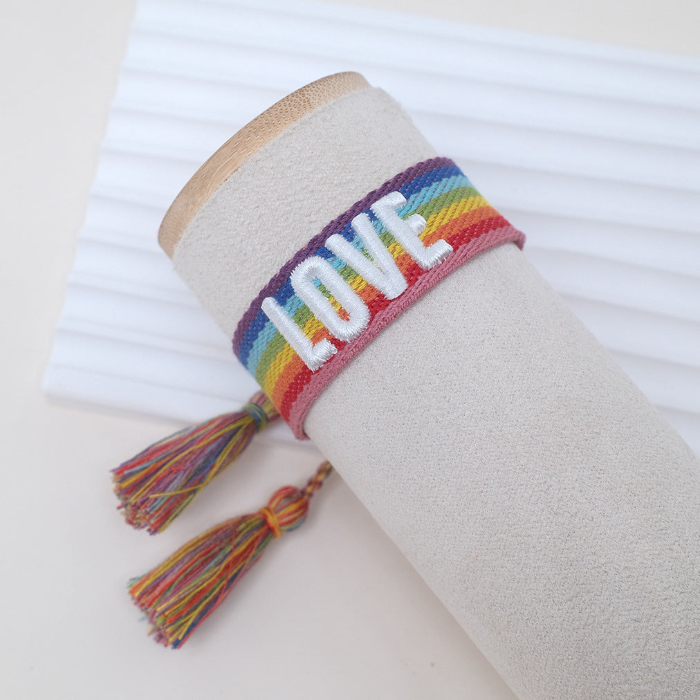 Of Letter Embroidery Graphic Bohemian Tassel Bracelets