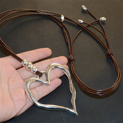 Women's Total Love Pendant Retro Leather Rope Bohemian Necklaces