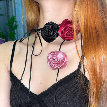 Women's Retro Rose Cold Style Bow Dark Necklaces