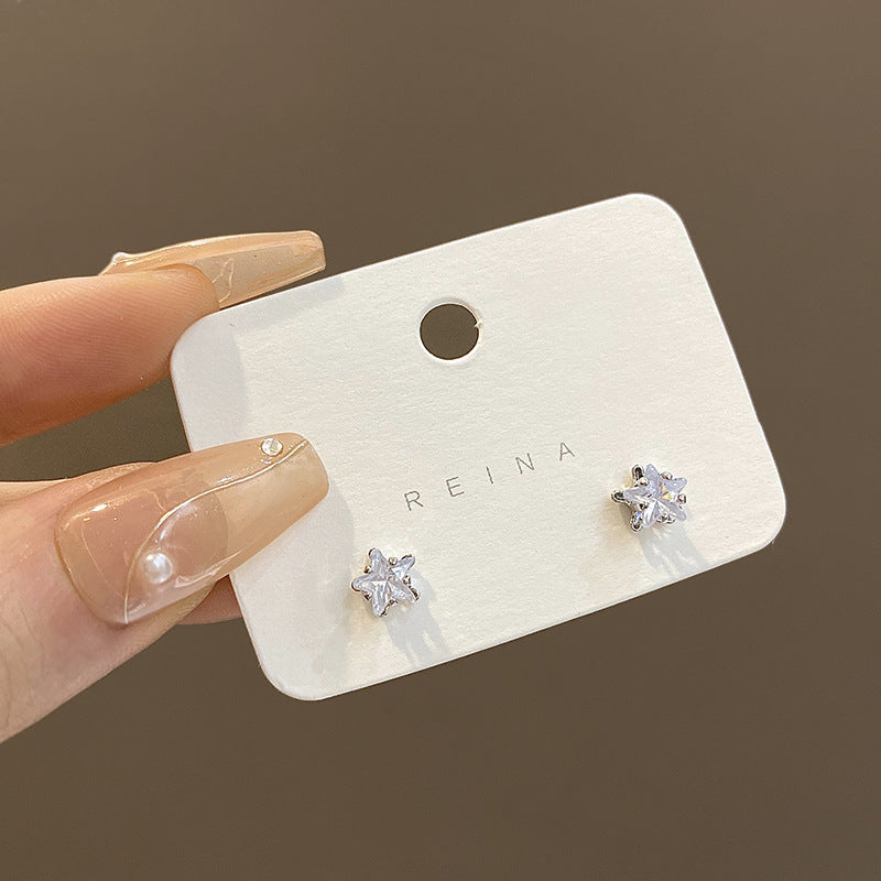 Pentagram Zircon Female Light Luxury Minority High-grade Earrings