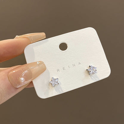 Pentagram Zircon Female Light Luxury Minority High-grade Earrings