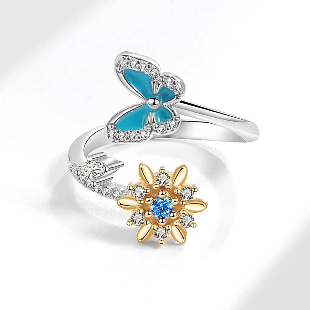 Rotating Butterfly Female Fashion Personality Design Rings