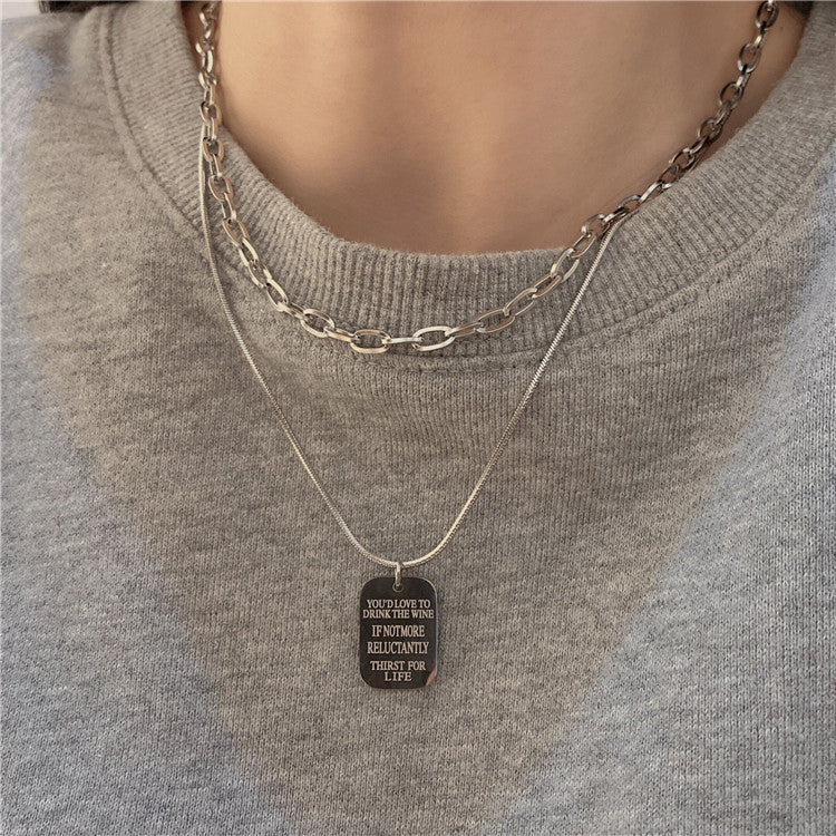 Women's & Men's Design Steel Twin Sweater Hip Hop Necklaces