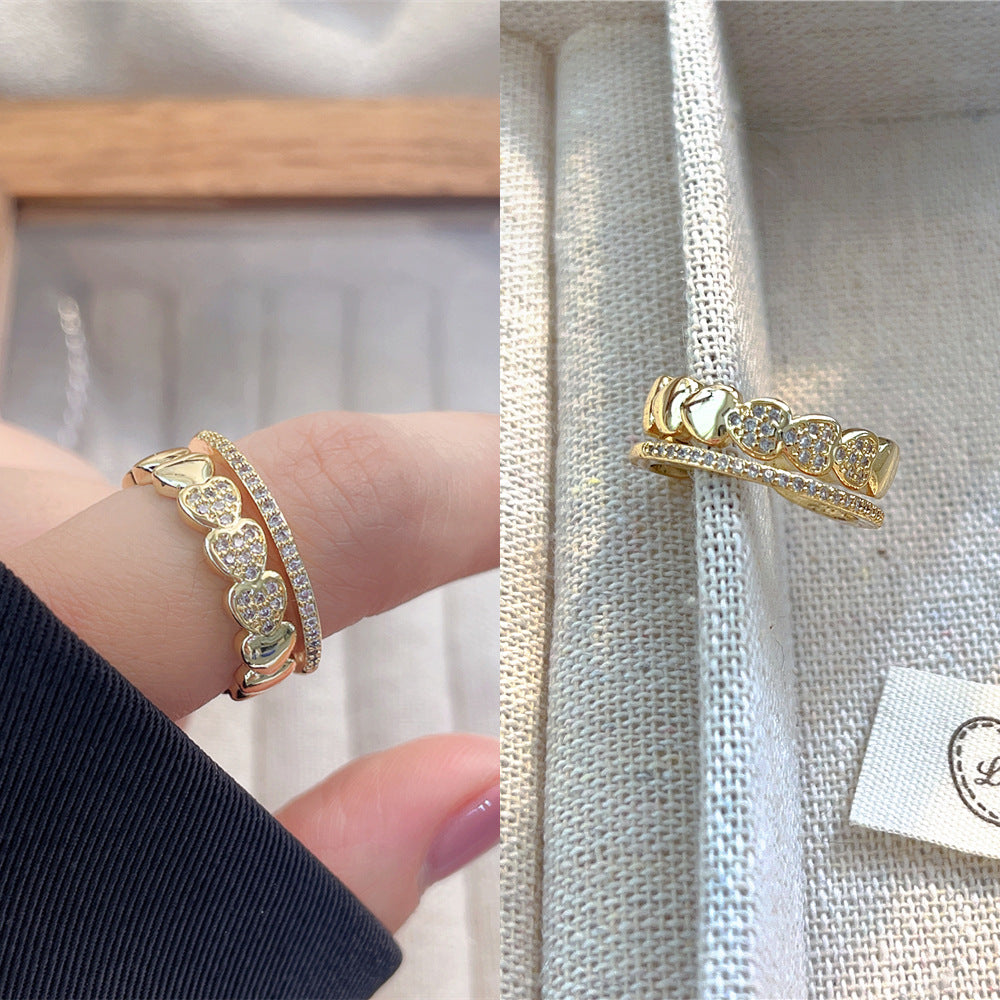 Women's Luxury Fashion Opening Zircon Adjustable Gold Rings