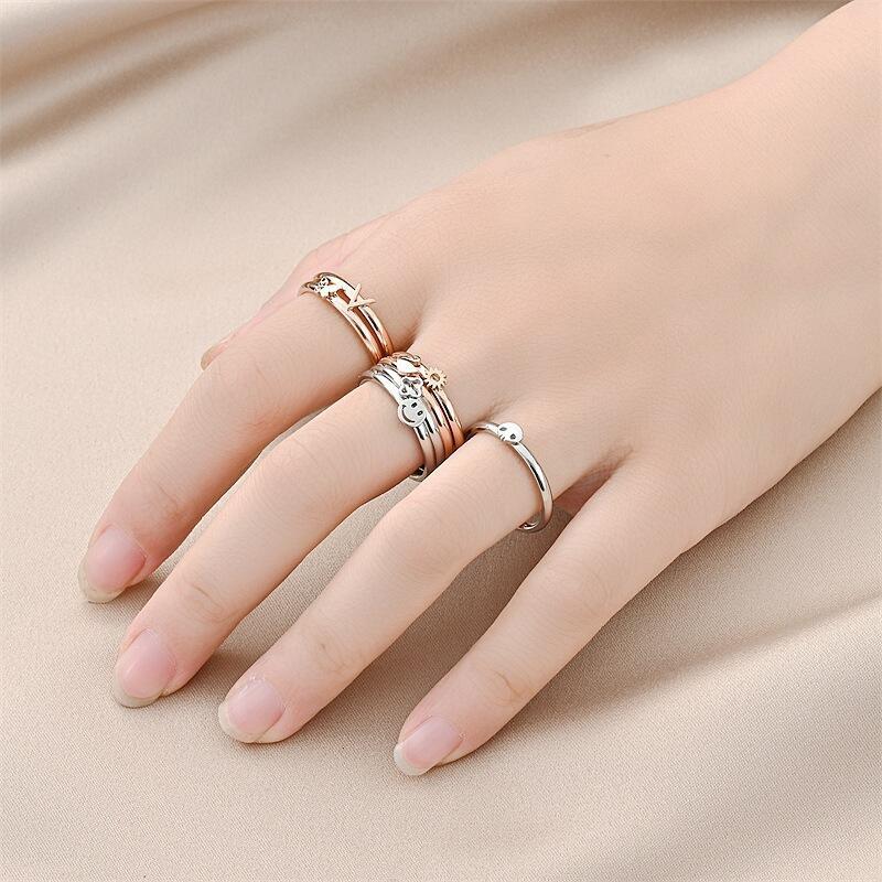Trendy Titanium Steel Female Golden Korean Style Rings