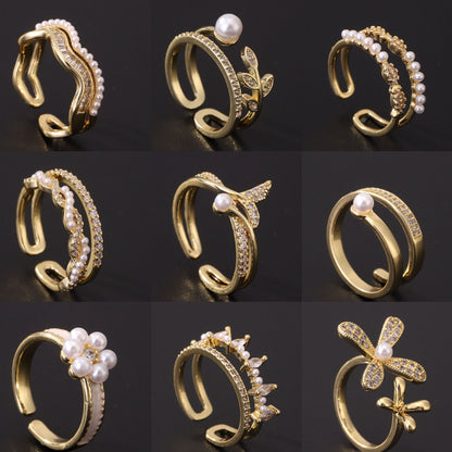 Women's Special Interest Light Luxury Design Pearl Fashion Rings