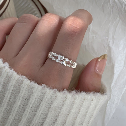 Heart Female Light Luxury Minority Design Heart-shaped Zircon Opening Rings