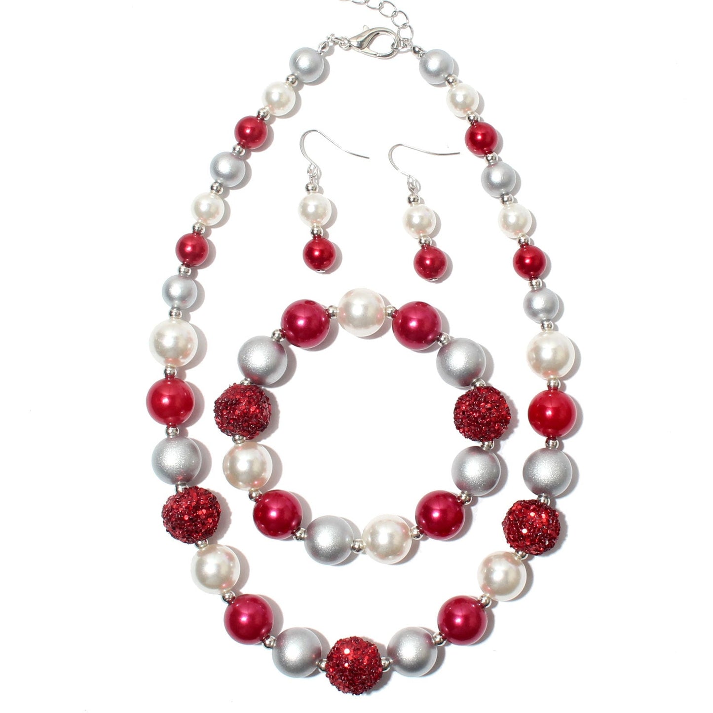 Women's Pearl Three-piece Set Suit Irregular Geometric Necklaces