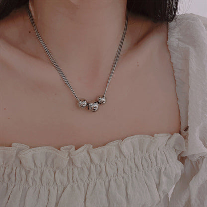 High-grade Chain Geometric Ball Titanium Steel Necklaces